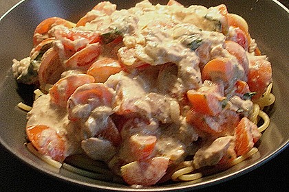 Spaghetti mit Frischk&auml;se - Thunfisch - Sauce 14