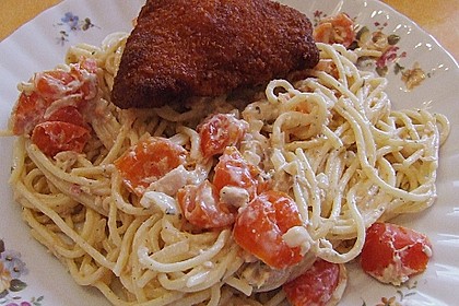 Spaghetti mit Frischk&auml;se - Thunfisch - Sauce 20