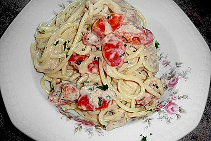 Spaghetti mit Frischk&auml;se - Thunfisch - Sauce 22
