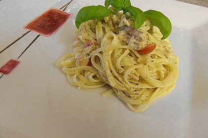 Spaghetti mit Frischk&auml;se - Thunfisch - Sauce 25
