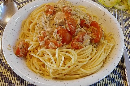 Spaghetti mit Frischk&auml;se - Thunfisch - Sauce 29