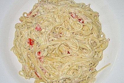 Spaghetti mit Frischk&auml;se - Thunfisch - Sauce 5