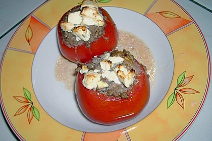 Gef&uuml;llte Tomaten mit Hackfleisch, Schafsk&auml;se und Thymian 1