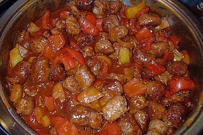 Bratwurst - Curry - B&auml;llchen mit Peperoni - Gnocchi an R&ouml;stzwiebeln 6
