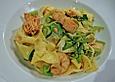 Pasta mit Lauch und Gambas