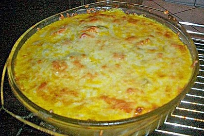 Bunter Gem&uuml;seauflauf mit Paprika, Champignons, Schinken und Reis 2
