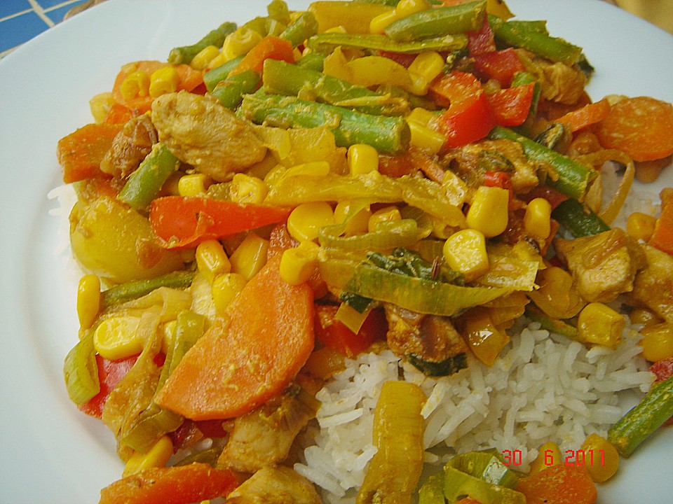 Indische Gemüsepfanne mit Huhn (Rezept mit Bild) | Chefkoch.de