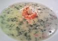 Kartoffel - Kokos - Suppe mit Spinat und Garnelen