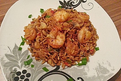 Asiapfanne mit Reis und Garnelen 3