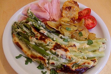 Albertos gr&uuml;ner Spargel mit Parmesancreme 8