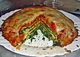 Pfannkuchen - Spinattorte mit Tomatensauce