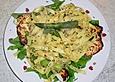 Bandnudeln mit gebratenem Ricotta und gr&uuml;nem Spargel
