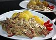 Leberk&auml;s mit Champignon - Zwiebel - Sahne - So&szlig;e