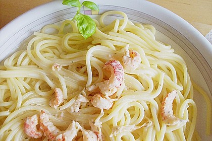 Bandnudeln mit Krabben - Frischk&auml;se - So&szlig;e