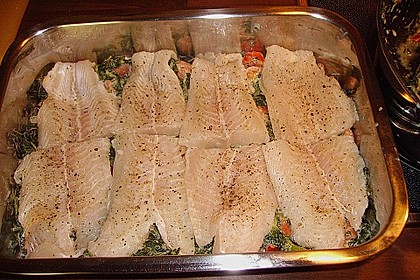 Pangasiusfilet auf Tomaten - Spinat 5