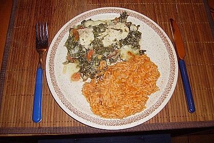 Pangasiusfilet auf Tomaten - Spinat 1