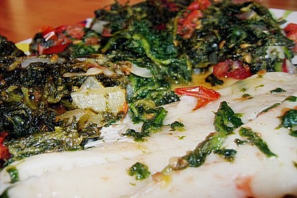 Pangasiusfilet auf Tomaten - Spinat 4