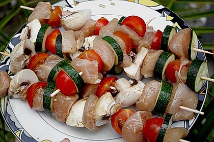 Marinierte H&auml;hnchen - Gem&uuml;se - Spie&szlig;e 2