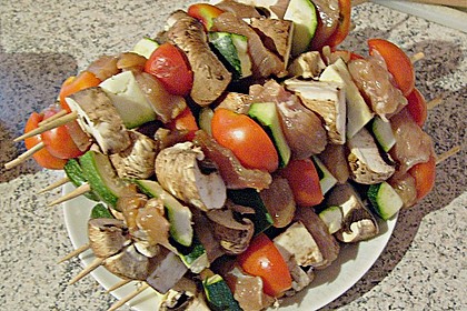 Marinierte H&auml;hnchen - Gem&uuml;se - Spie&szlig;e