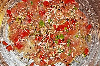 Thunfisch - Carpaccio mit Limone, Oliven&ouml;l und gehobeltem Parmesan 1