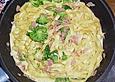 Tagliatelle mit Brokkoli, Schinken und Champignons