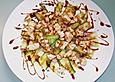 Gurken - Carpaccio mit gebratenem Lachs und Balsamico - Reduktion