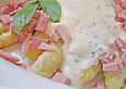 Spargel mit pikanter Frischk&auml;se - B&auml;rlauchcreme &uuml;berbacken