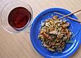 Wok - Nudeln mit Thunfisch und Champignons