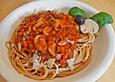 Spaghetti mit Tomaten - Champignon - Sauce mit Oliven