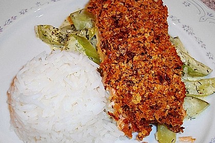 Lachs mit Kruste und Gurkengem&uuml;se