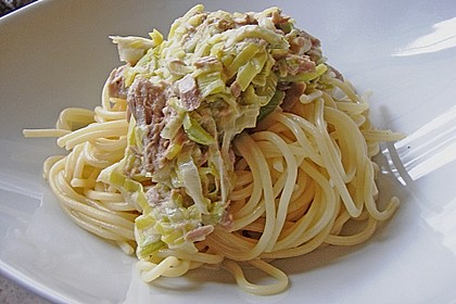 Feuermohns Pasta mit Thunfisch - Porree - Sauce 3