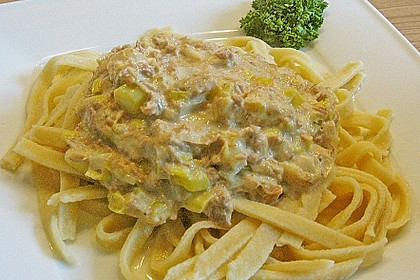 Feuermohns Pasta mit Thunfisch - Porree - Sauce 4