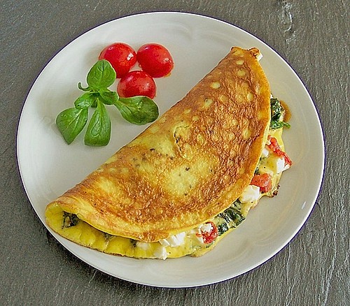 Omelette mit Blattspinat und Tomaten (Rezept mit Bild) | Chefkoch.de