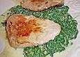 Schweinemedaillons auf Gorgonzola - Spinat