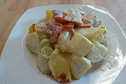 Gebackene Kartoffeln mit Lauch und Hähnchen 3