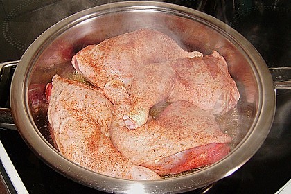 Knoblauchh&auml;hnchen in Tomatensauce