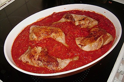 Knoblauchh&auml;hnchen in Tomatensauce 3