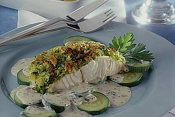 Steinbeißerfilet mit Kräuterkruste