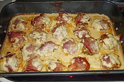 Gef&uuml;llte Champignons mit Schafsk&auml;se - Hackfleisch an K&auml;sesauce 5