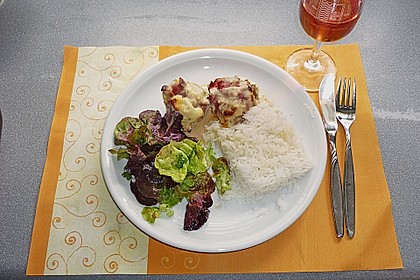 Gef&uuml;llte Champignons mit Schafsk&auml;se - Hackfleisch an K&auml;sesauce 6