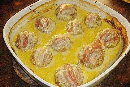 Gef&uuml;llte Champignons mit Schafsk&auml;se - Hackfleisch an K&auml;sesauce 11