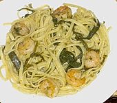 Spagetti mit Algen und Scampi (Bild)