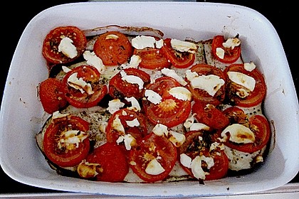 &Uuml;berbackene Auberginen mit Ziegenk&auml;se