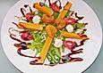 Rucola mit Gambas, Krebsfleisch und Parmesan - Mousse