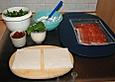 Tramezzini mit Ricotta, Parmaschinken und getrockneten Tomaten