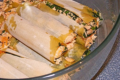 Feuermohns gefüllte Lachs Spinat Cannelloni 7