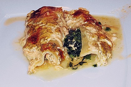 Feuermohns gefüllte Lachs Spinat Cannelloni