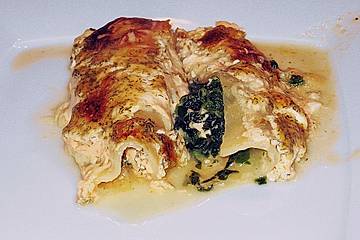 Feuermohns gefüllte Lachs Spinat Cannelloni