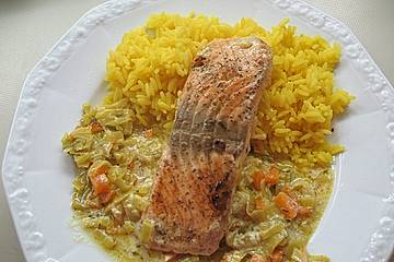 Lachs an Lauch