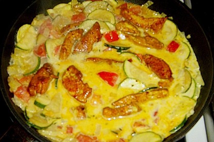 Urmelis Hähnchenbrust in Zucchini - Curry - Sahne - Sauce 65